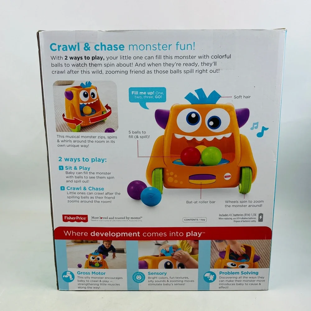 Fisher Price Zoom n Crawl Monster Baby Toy‎ Musical Ball Spinner Songs Sounds